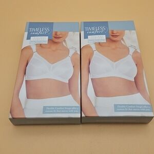 Lot Of 2 Vintage Sears Timeless Comfort Bras 42C NOS New 90s All Day Comfort